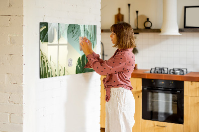 Magnetic dry erase board Stylish memo board with plants