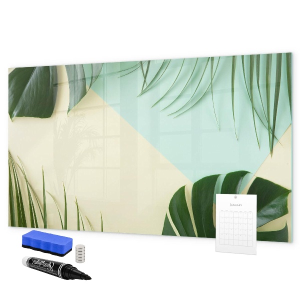 Magnetic dry erase board Stylish memo board with plants