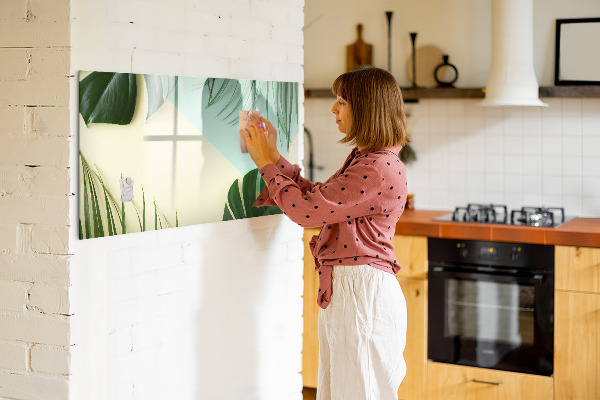 Magnetic dry erase board Stylish memo board with plants