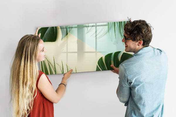 Magnetic dry erase board Stylish memo board with plants