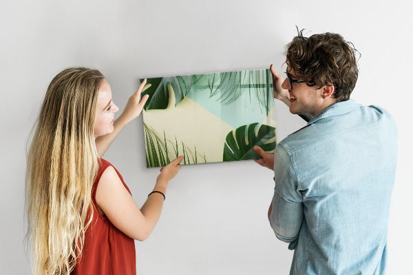 Magnetic dry erase board Stylish memo board with plants