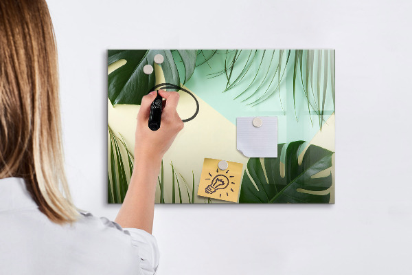 Magnetic dry erase board Stylish memo board with plants