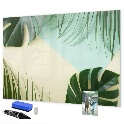 Magnetic dry erase board Stylish memo board with plants