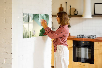 Magnetic dry erase board Stylish memo board with plants
