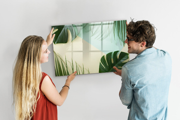 Magnetic dry erase board Stylish memo board with plants