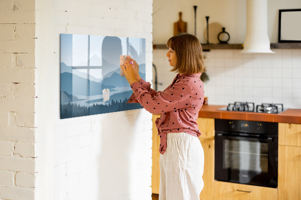 Magnetic dry erase board A landscape with a place for memories