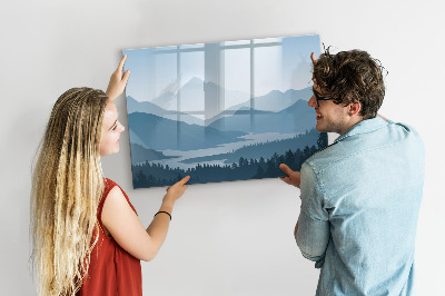 Magnetic dry erase board A landscape with a place for memories