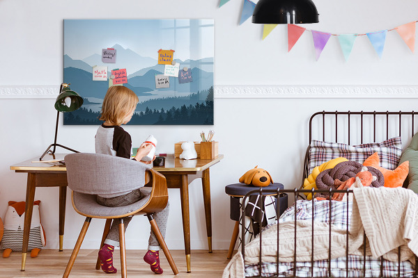 Magnetic dry erase board A landscape with a place for memories