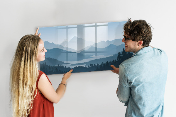 Magnetic dry erase board A landscape with a place for memories
