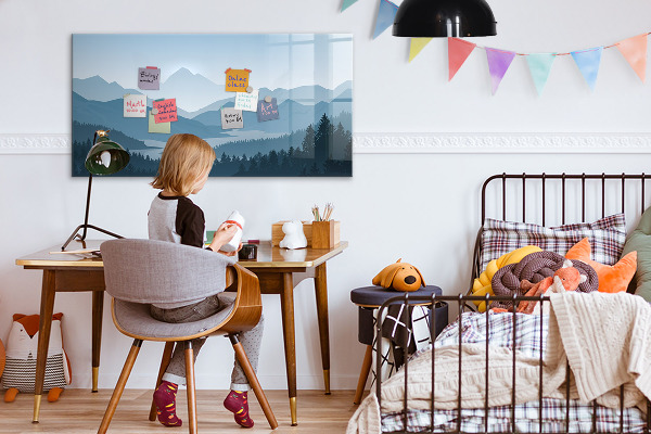 Magnetic dry erase board A landscape with a place for memories