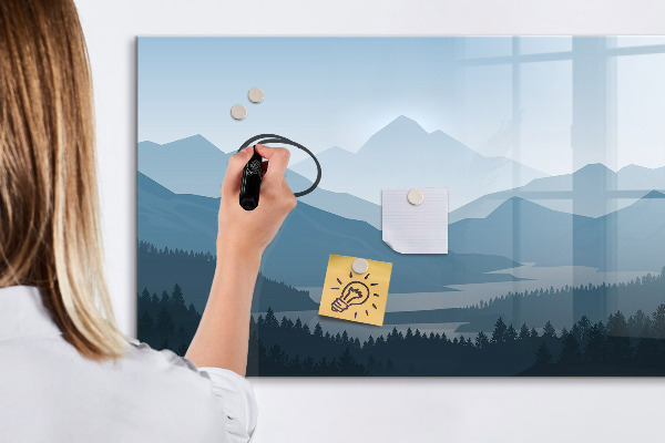 Magnetic dry erase board A landscape with a place for memories