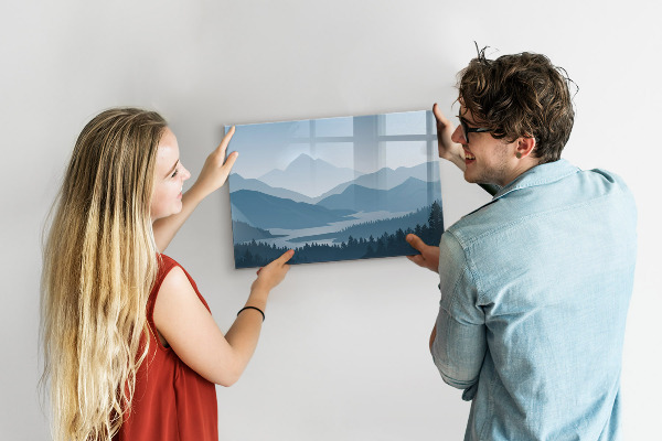 Magnetic dry erase board A landscape with a place for memories