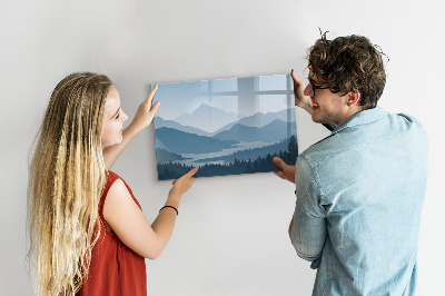 Magnetic dry erase board A landscape with a place for memories