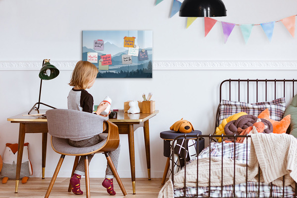 Magnetic dry erase board A landscape with a place for memories