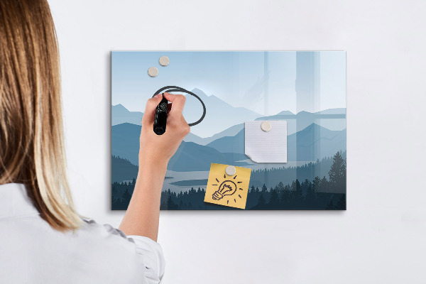 Magnetic dry erase board A landscape with a place for memories