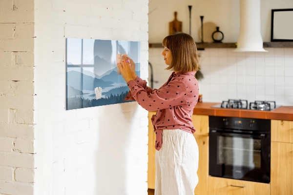 Magnetic dry erase board A landscape with a place for memories