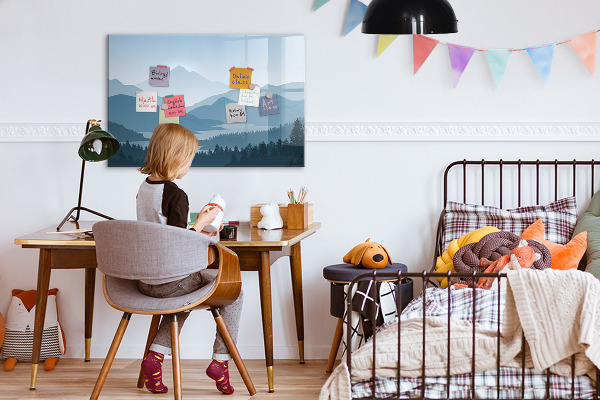Magnetic dry erase board A landscape with a place for memories