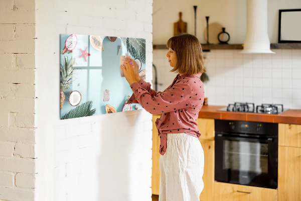 Dry erase board magnetic Memories on a colorful sea background