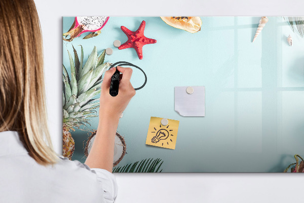 Dry erase board magnetic Memories on a colorful sea background