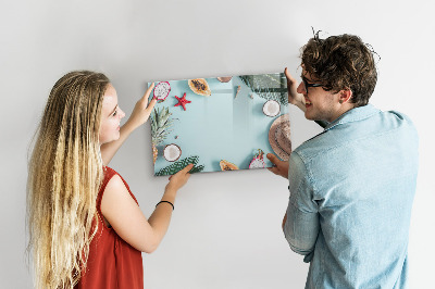 Dry erase board magnetic Memories on a colorful sea background