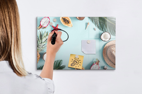 Dry erase board magnetic Memories on a colorful sea background