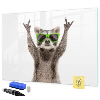Magnetic dry erase board Happy raccoon with pictures