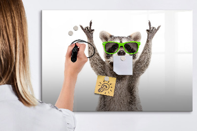 Magnetic dry erase board Happy raccoon with pictures