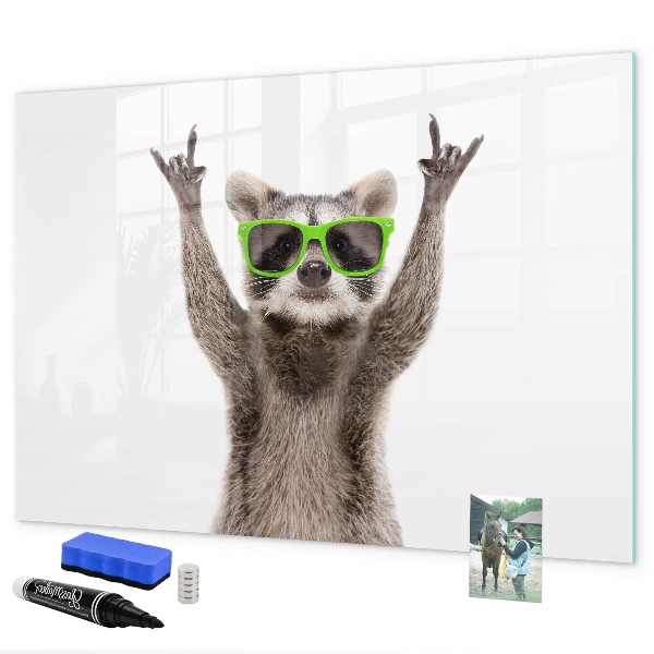Magnetic dry erase board Happy raccoon with pictures