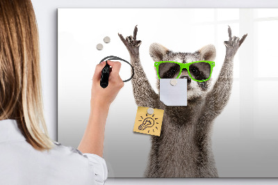 Magnetic dry erase board Happy raccoon with pictures