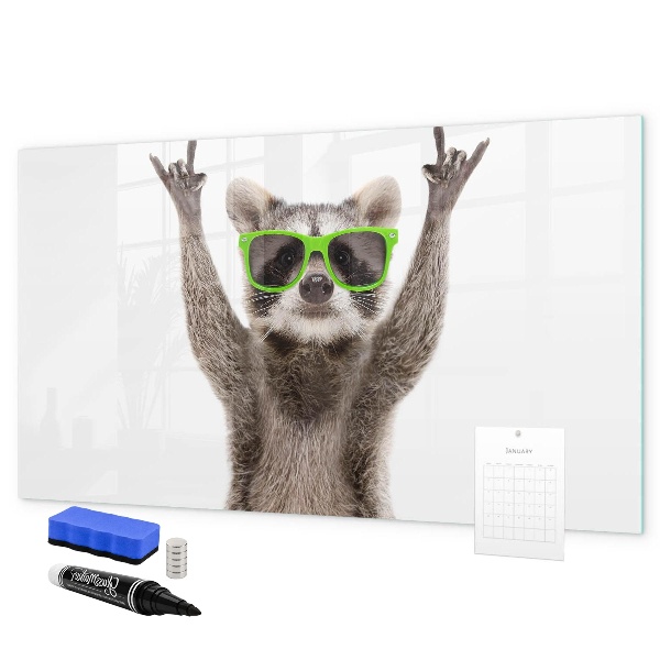 Magnetic dry erase board Happy raccoon with pictures