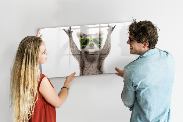 Magnetic dry erase board Happy raccoon with pictures