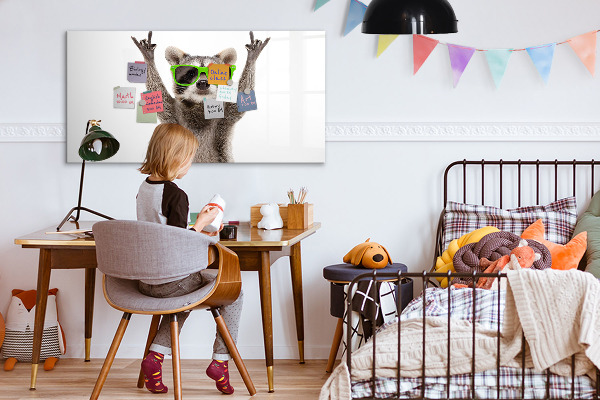 Magnetic dry erase board Happy raccoon with pictures