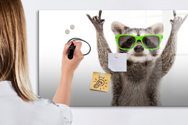 Magnetic dry erase board Happy raccoon with pictures