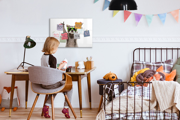 Magnetic dry erase board Happy raccoon with pictures