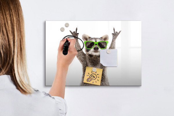 Magnetic dry erase board Happy raccoon with pictures