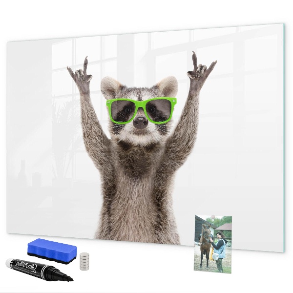 Magnetic dry erase board Happy raccoon with pictures