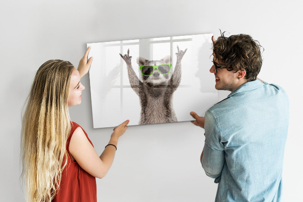 Magnetic dry erase board Happy raccoon with pictures