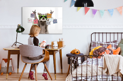 Magnetic dry erase board Happy raccoon with pictures