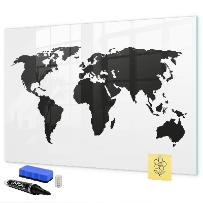 Dry erase board magnetic A world map with places of remembrance