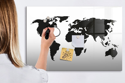 Dry erase board magnetic A world map with places of remembrance
