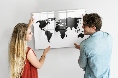 Dry erase board magnetic A world map with places of remembrance