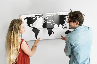 Dry erase board magnetic A world map with places of remembrance