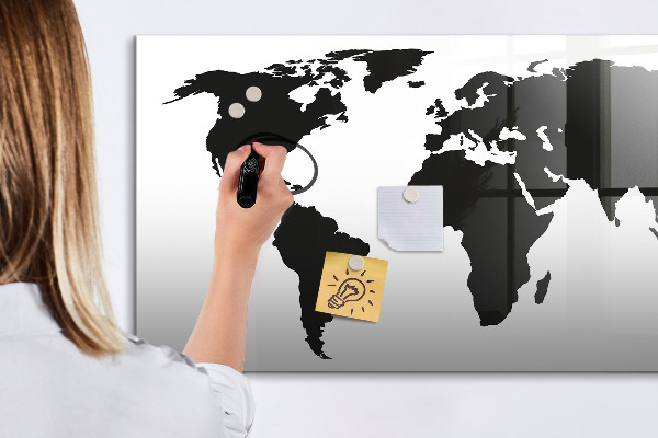 Dry erase board magnetic A world map with places of remembrance