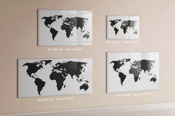 Dry erase board magnetic A world map with places of remembrance