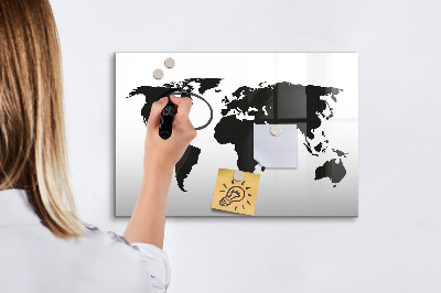 Dry erase board magnetic A world map with places of remembrance
