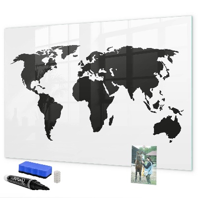 Dry erase board magnetic A world map with places of remembrance