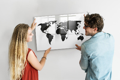 Dry erase board magnetic A world map with places of remembrance