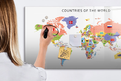 Dry erase board magnetic World map with places to mark