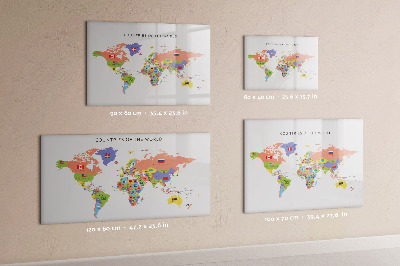 Dry erase board magnetic World map with places to mark
