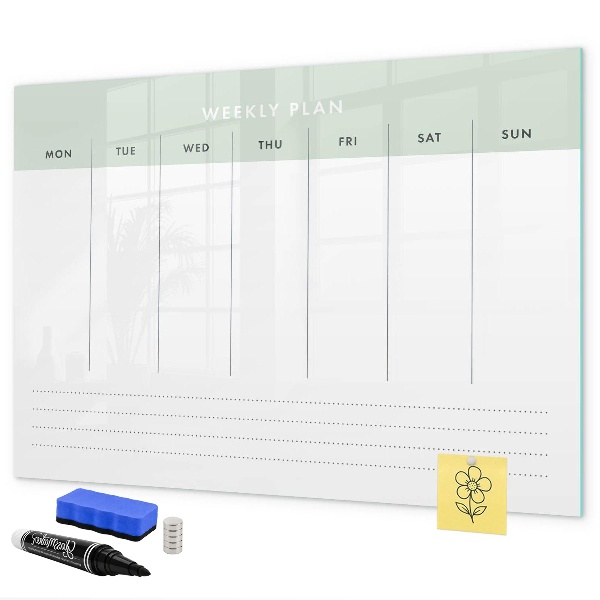 Dry erase board magnetic Weekly plan with space for photos